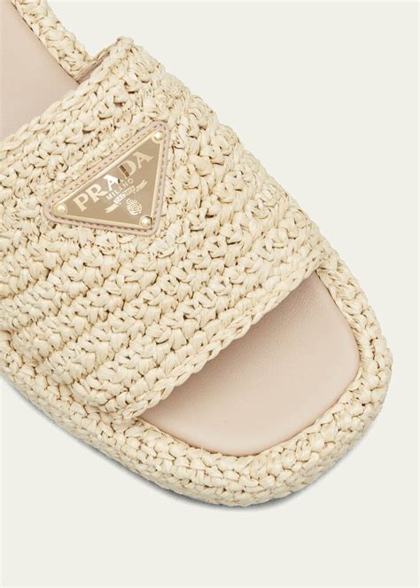 prada raffia slides for sale